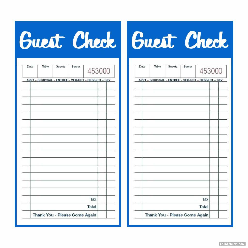 Free Printable Guest Check Template