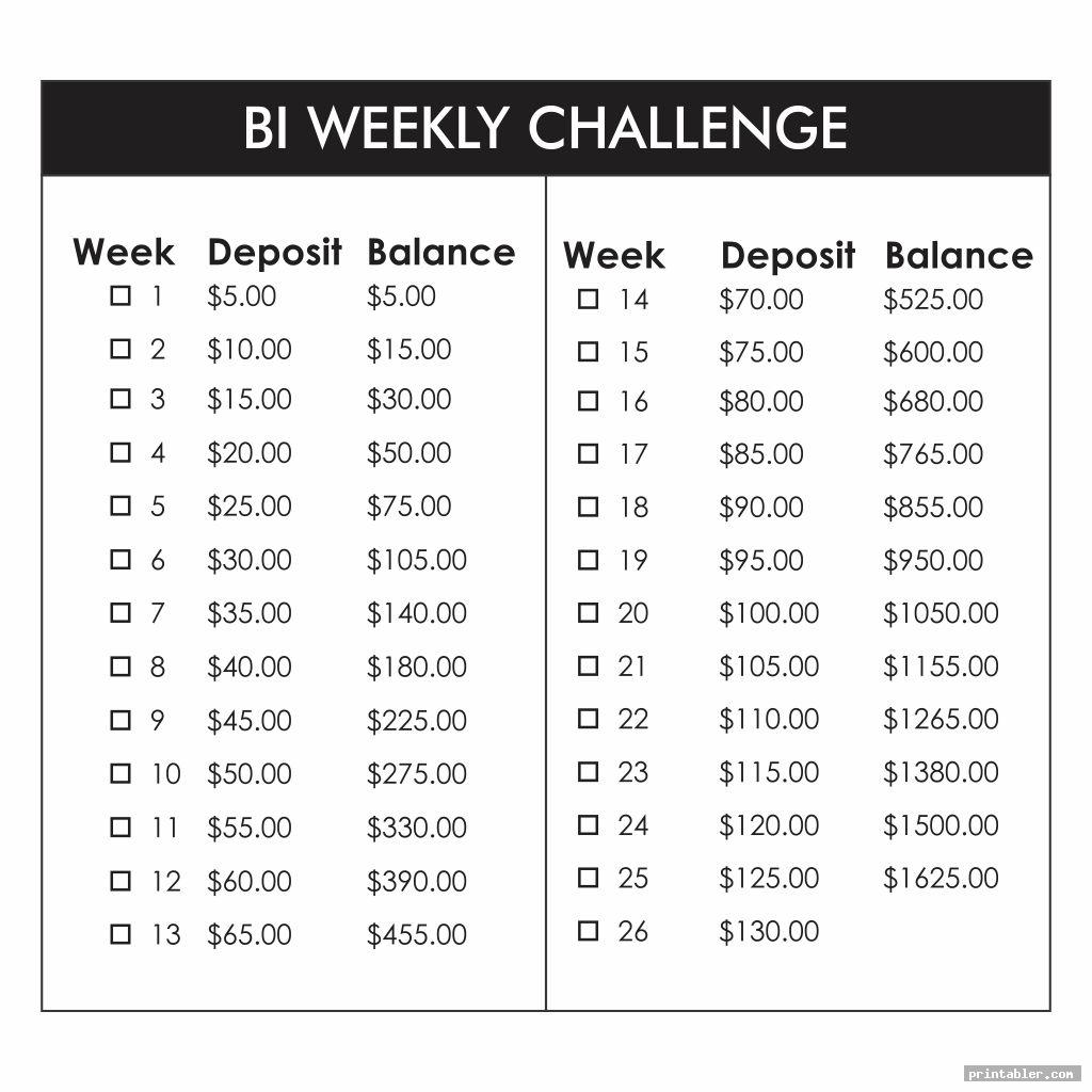 Bi Weekly Money Challenge Printable