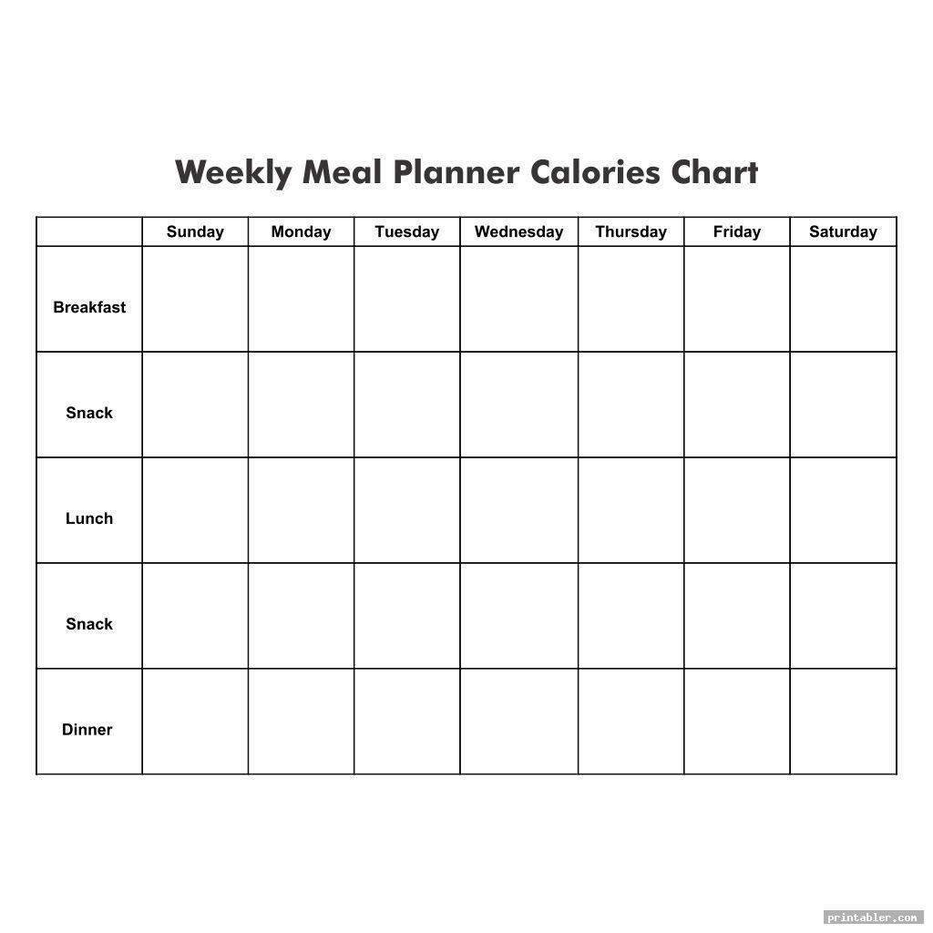 Printable Meal Planner Calorie Charts - Printabler.com