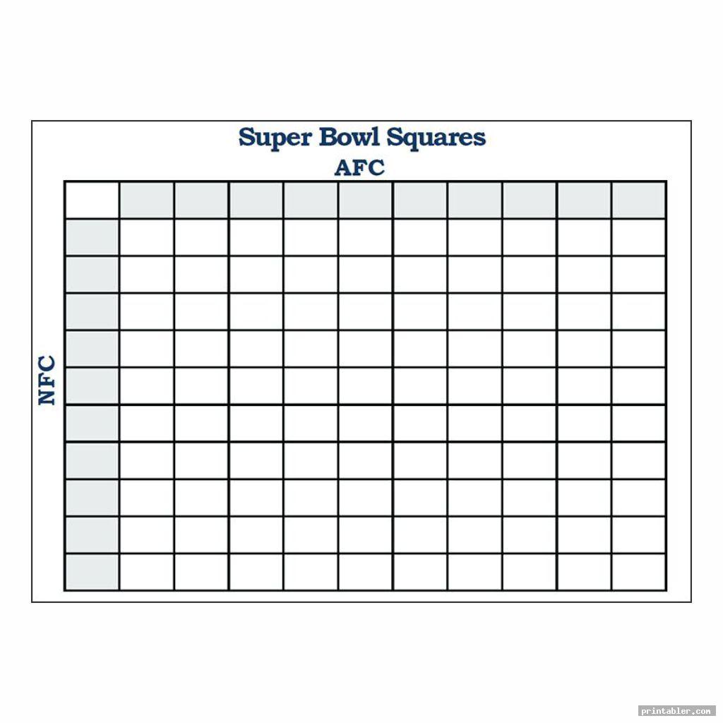 Super Bowl Football Squares Printable